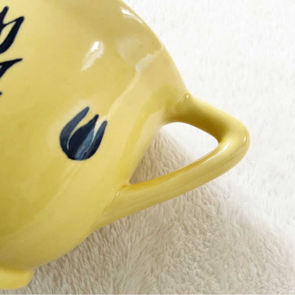 Vintage Cronin Pottery Yellow Tulip Creamer Blue Dutch Floral MCM USA - Picture 14 of 16